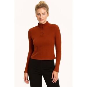 b+ab Top Women's  XS Rust Pullover Knit Long Sleeves Snap Front